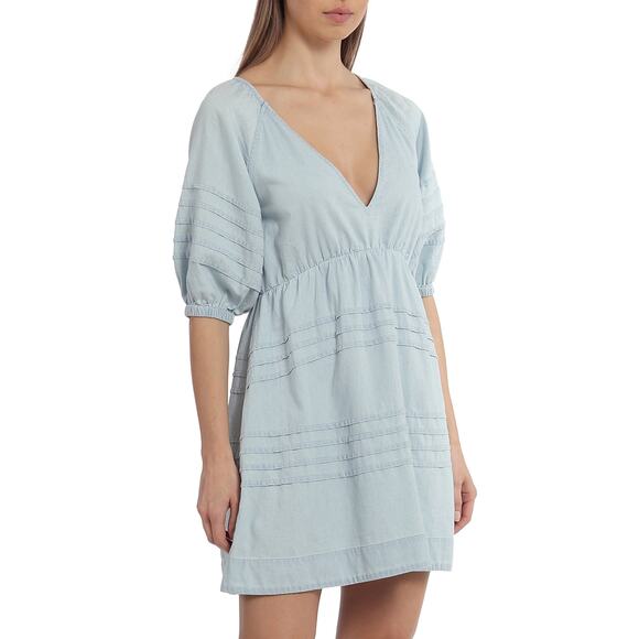 Avec Les Filles Women's Juniors Babydoll Puff Sleeve Dress - Picture 7 of 7